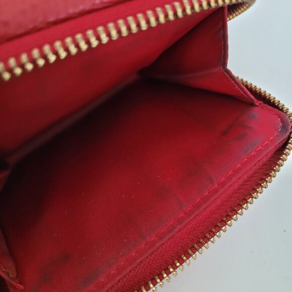 Tory Burch Amanda Leather Trifold Zip Around Medium Red Card Bill Wallet Compact - Picture 7 of 10